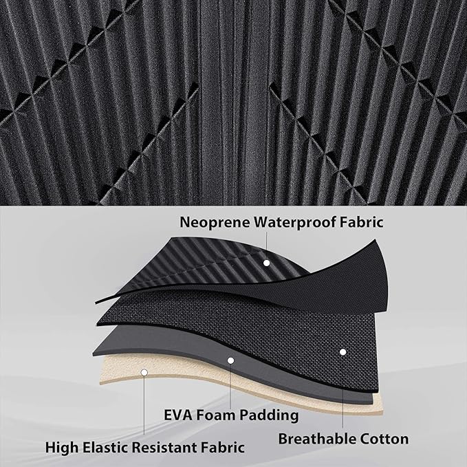 CAR PASS Waterproof Black Beige Car Seat Covers Front Seat Covers Neoprene Wetsuit,All-Weather Non-Slip Durable,Universal Fit for SUV Sedans Trucks Automotive,Airbag Compatible,3D Emboss Black Beige