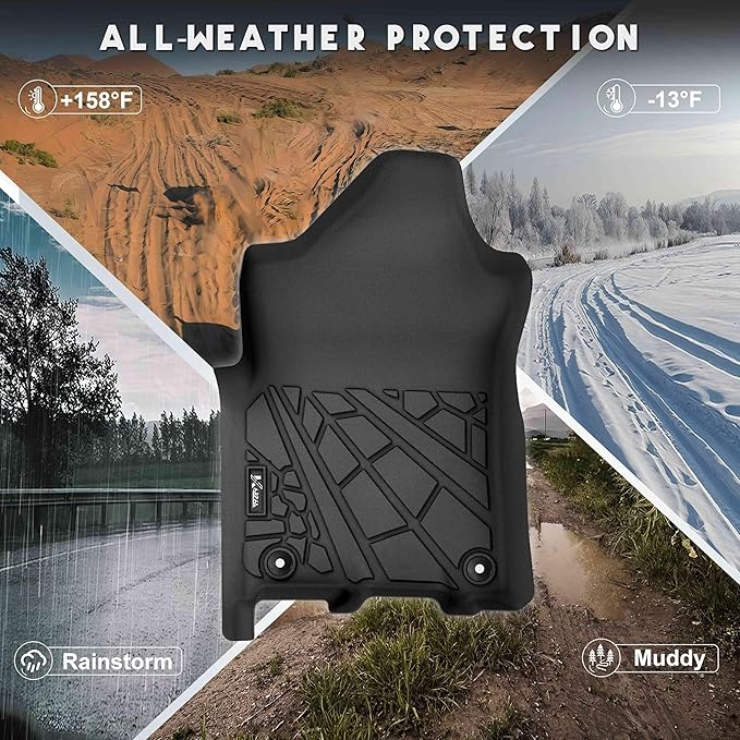 KARPAL Floor Mats for Ram 2500/3500 Crew Cab 2019-2025, TPE All-Weather Floor Liners 1st & 2nd Row Car Mats, Ram Accessories