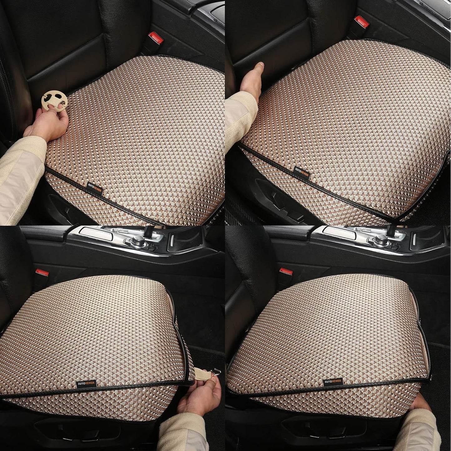 Auto Newer Breathable Universal Four Seasons Car Seat Covers,Luxury Car Seat Cushion ,Protectors for Front Seat Bottoms,Compatible with 95% Vehicles, Fit for Cars Truck SUV (Gold Beige,1PCS)