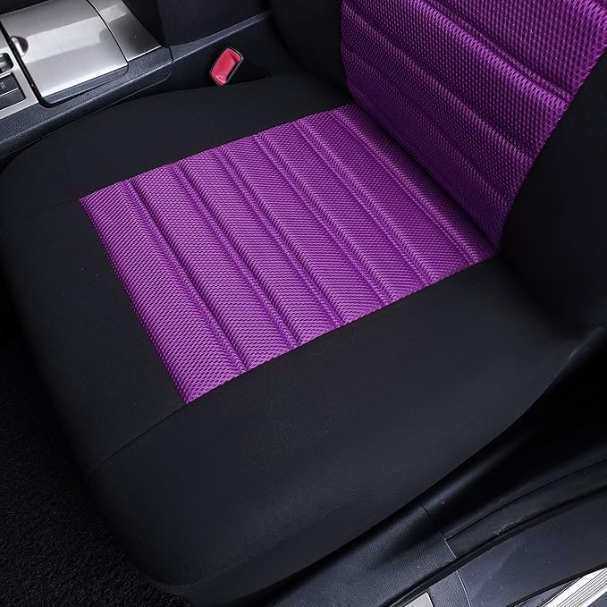 FH Group Automotive Car Seat Covers Front Set Premium 3D Air Mesh Front Seat Covers, Airbag Compatible Universal Fit Interior Accessories for Cars Trucks and SUVs - Purple