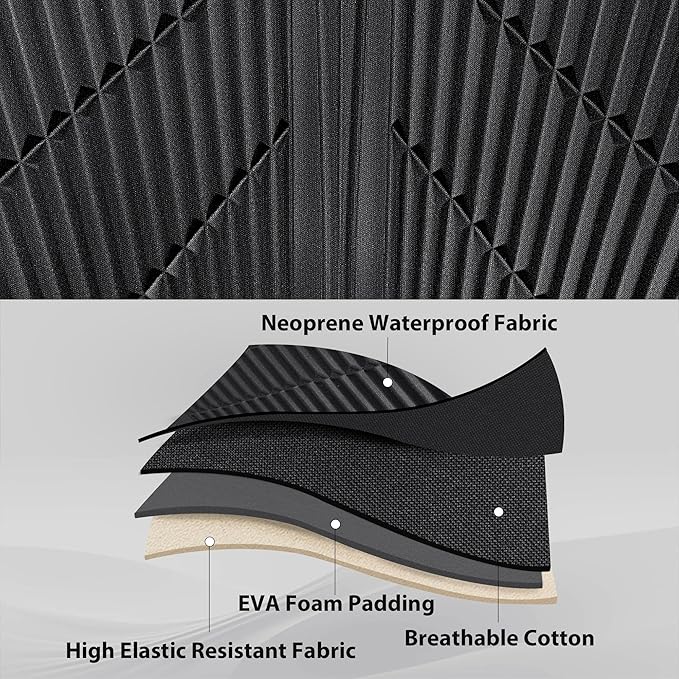 CAR PASS Waterproof Black Gray Car Seat Covers Front Seat Covers Neoprene Wetsuit,All-Weather Non-Slip Durable,Universal Fit for SUV Sedans Trucks Van Automotive,Airbag Compatible,3D Emboss Black Gray