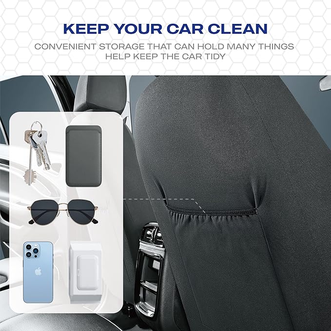 Skechers Memory Foam Car Seat Covers, Leather High Back Seat Covers Quilting Design,Waterproof Sports Car Seat Covers Front Seats,Airbag Compatible, Universal Fit for Most Cars, SUVs,Trucks,Gray