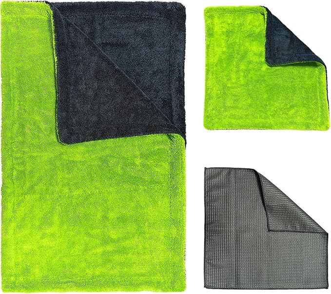 YeewayVeh 3 Pack Microfiber Towels for Car Detailing, 28" x 36" Extra Large Car Wash Drying Towels 16" x 16" Microfiber Edgeless No Scratches and Waffle Weave Absorbent Cloth for Truck, SUV