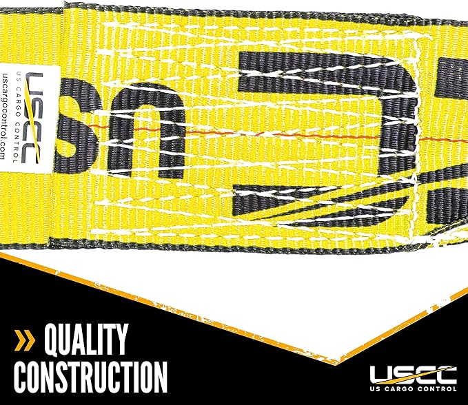 US Cargo Control 4 Inch x 20 Foot Heavy Duty Yellow Ratchet Strap with Wire Hooks, 2 Pack