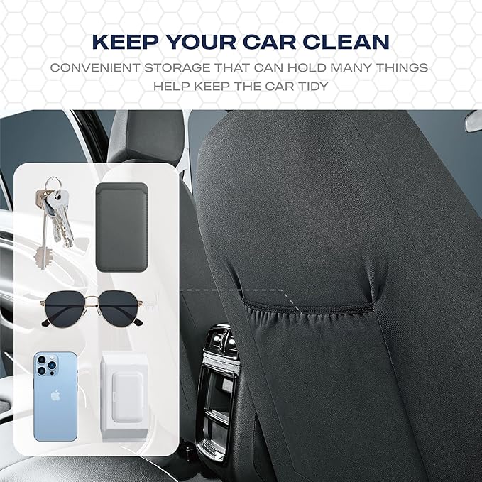 Skechers Aircooled & Memory Foam Car Seat Covers,Premium Leather with EVA Mesh Seat Covers, Front car seat Protector, Airbag Compatible, Automotive Comfort for Most Cars, Vans, Trucks, SUV,Gray