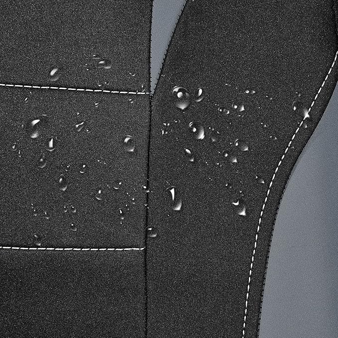 CAR PASS Waterproof Car Seat Covers Full Sets, Universal Fit Seat Covers for Cars, EVA Neoprene Seat Cover Set Full Sets, Interior Covers for Auto SUV,Vans,sedans, Trucks,(Black and Gray)