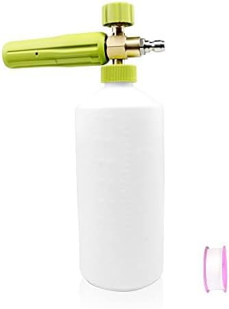 Foam Cannon 1 L Bottle Car Wash Snow Foam Lance with 1/4" Quick Connector Pressure Power Jet Washer Quick Release Adjustable Nozzle