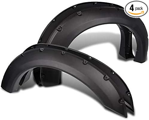 CHEDA Pocket Rivet Style Fender Flares Compatible with 1999 2000 2001 2002 2003 2004 2005 2006 2007 F250 F350 Ford Super Duty 4pcs