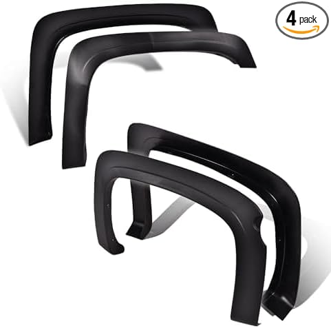 G-PLUS Fender Flares Compatible with 2007-2013 Chevy Silverado 5.8' Short Bed Factory Style 1500 Crew Cab With 69.3" Bed Fleetside Models (Do not fit long bed models) Textured Wheel Flares