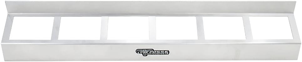 Pit Posse 304 Six Quart Oil Can Rack Holder 32" Caddy Wall Hanger Aluminum Shelf - Made in USA - Holds 6 Quarts of Motor Engine Oil - Enclosed Race Trailer Shop Garage Storage Organizer (Silver)