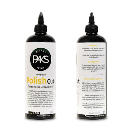 Paks Polish Cut Car Compound, Advance Cutting Compound and Rubbing Compound for Cars, 16-oz Car Polish Compound, Buffing Compound and Car Swirl Remover for Car Paint Correction Kit
