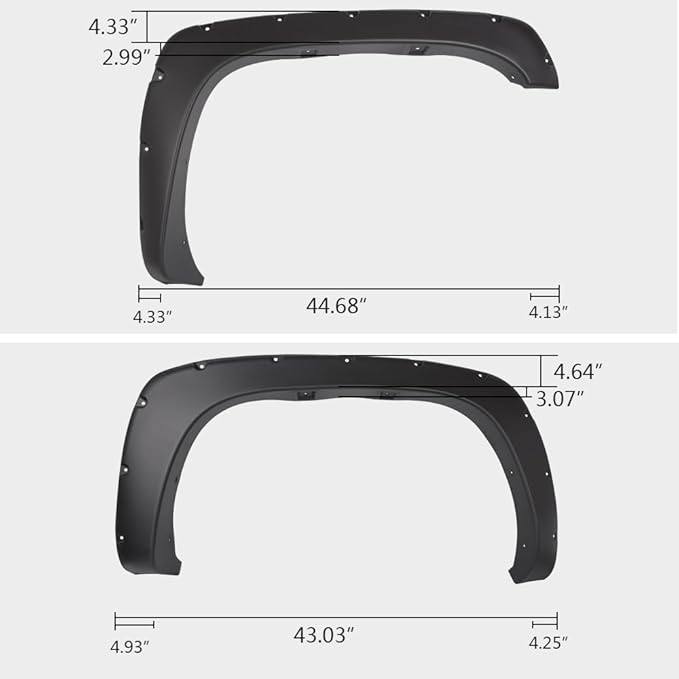 PIT66 Pocket Rivet Upgrade Fender Flares, Compatible with 1999-2006 Chevy Silverado/1999-2006 GMC Sierra, Wheel Tire Fenders Textured