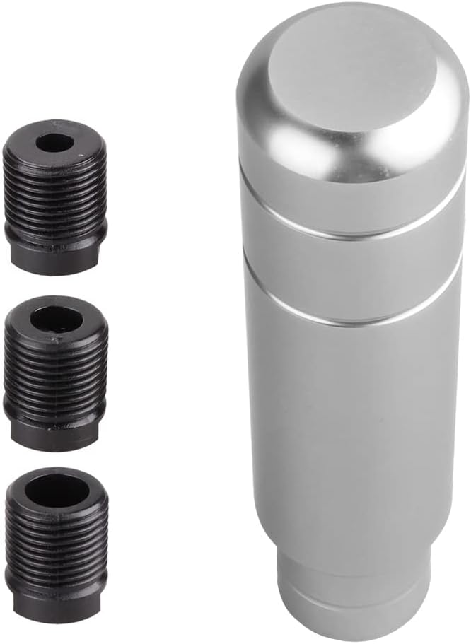 BARTOO Aluminum Weighted Manual Shift knobs, Long Stick Shift Knob Gear Shifter Knobs, Car Accessories Lever Cover Head Universal Shifter Knobs with 3 Threaded Adapters (Titanium Color)