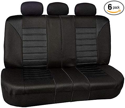 FH Group Automotive Car Seat Covers Rear Set Premium 3D Air Mesh Seat Covers, Airbag Compatible and Split Bench Cover Universal Fit Interior Accessories for Cars Trucks and SUVs - Black