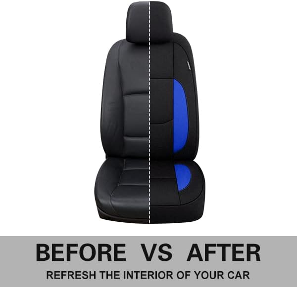 Pariitadin Waterproof Car Seat Covers 2 Front Seats, Neoprene Seat Covers for Cars, Universal Fit Interior Covers for Most Cars Sedan Van Truck SUV(Black/Blue)