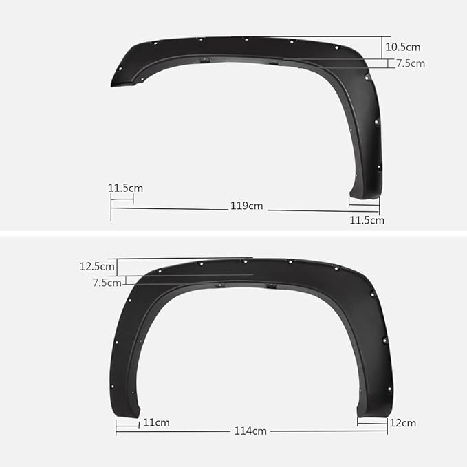 PIT66 Fender Flares, Compatible with 1999-2006 Chevy Silverado/GMC Sierra 78.0" / 96.0" Bed(Incl. 2007 Classic Models) Smooth Matte Black Pocket Rivet Style Wheel Flares Set, 4 PCS