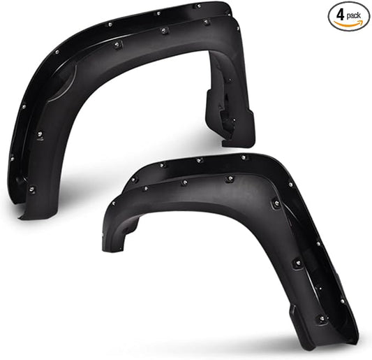 DOTCOM Fender Flares,Compatible with 2014-2021 Toyota Tundra,Wheel Arch Cover Trim Fender Splash Shield,Black Paintable Matte Pocket Textured Riveted Style 4PCS