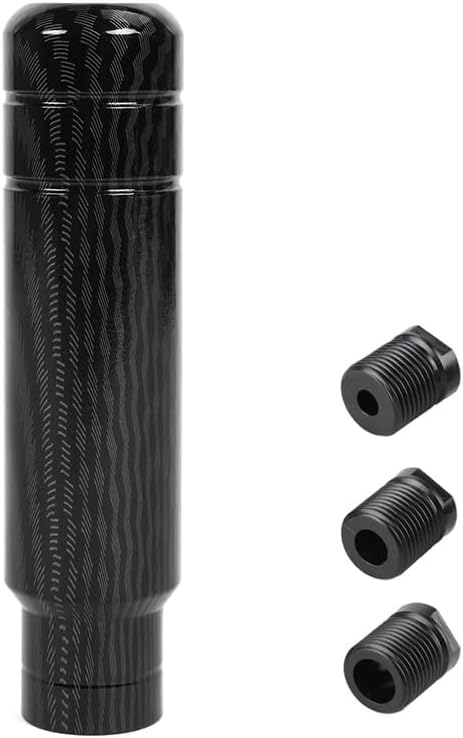 BARTOO Aluminum Alloy Heavy Weighted Shifter Knob, 5" Auto Gear Shift Knob, Car Gear Lever Stick Shifter Handle,with 3 Threaded Adapters M8 M10 M12,Fit Most Automatic Manual Vehicle(Carbon Fiber)