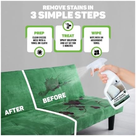 Couch Cleaner and Stain Remover Spray – Professional Strength, Multi-Surface Fabric and Upholstery Cleaner – Pet-Safe, Non-Toxic, Quick-Drying for Couches, Sofas & Car Interiors.