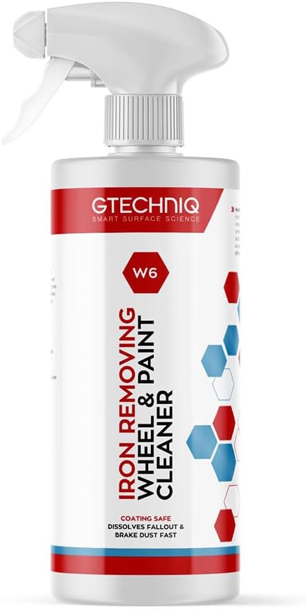 Gtechniq W6 Iron Removing Wheel & Paint Cleaner for Cars, Brake Dust Remover, Degreaser and Alloy Wheel Cleaner for Wheels, Rims and Paintwork, Safe on Coatings - 500ml