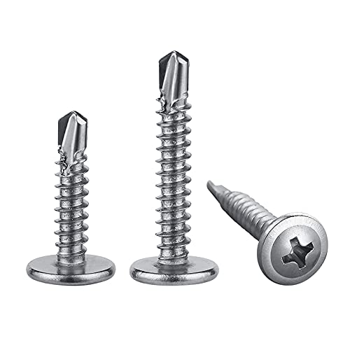 Wensilon（100pcs）#8×2”for Sheet Metal Self-Tapping Screws 410 Stainless Steel Truss Head High-Strength Quick Tapping Screws