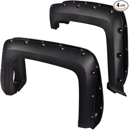 PIT66 Fender Flares, Compatible with 2014-2018 Chevy Silverado 2500HD 3500HD Fleetside 78.8" / 97.6" / 97.8" Bed, Not Compatible with Dually Models and Short Bed Models, Textured Pocket Rivet Style