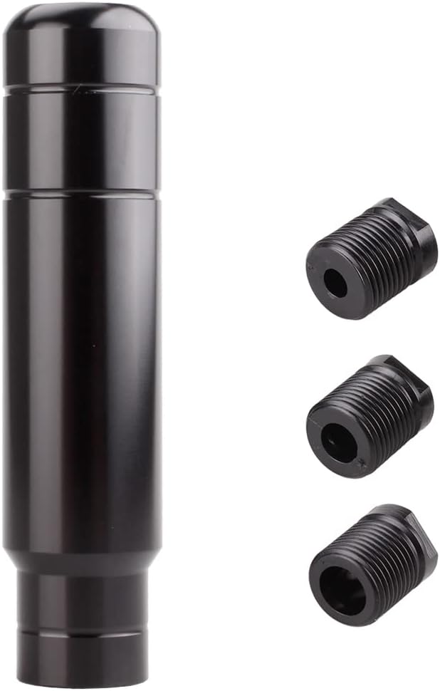 BARTOO Aluminum Alloy Heavy Weighted Shifter Knob, 5" Auto Gear Shift Knob, Car Gear Lever Stick Shifter Handle,with 3 Threaded Adapters M8 M10 M12,Fit Most Automatic Manual Vehicle (Black)