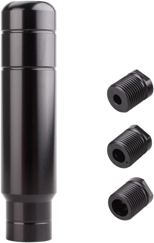 BARTOO Aluminum Alloy Heavy Weighted Shifter Knob, 5" Auto Gear Shift Knob, Car Gear Lever Stick Shifter Handle,with 3 Threaded Adapters M8 M10 M12,Fit Most Automatic Manual Vehicle (Black)