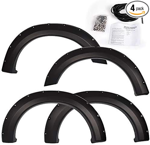 4PCS Fender Flares Fit for Ford F150 2004-2008 Styleside w/ 66.0"/67.0"/78.0"/96.0" Bed Length & Lincoln Mark LT w/ 67.0"/78.0" Bed Length 2007-2008 Wheel Trim Accessories Smooth Pocket Riveted