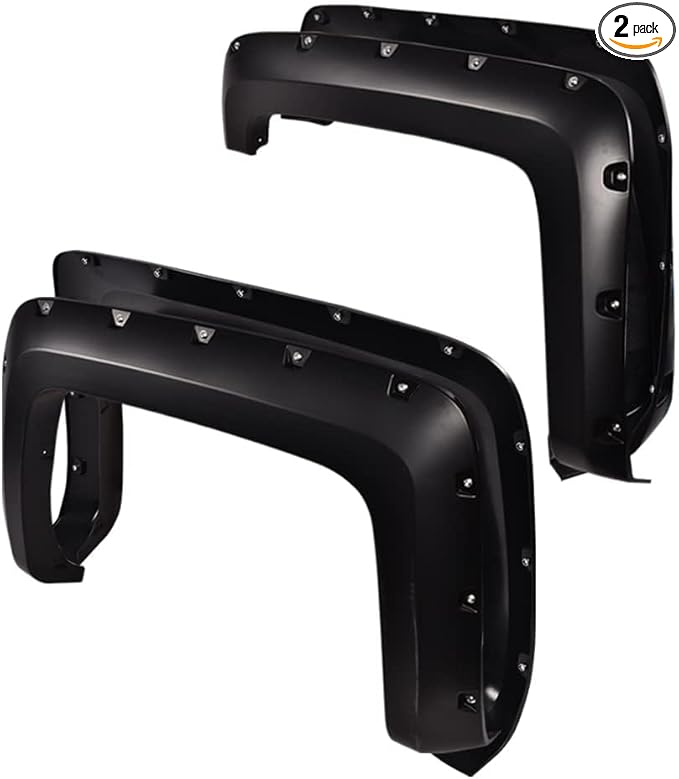 PIT66 Fender Flares, Compatible with 2014-2018 Chevy Silverado 2500HD 3500HD Fleetside 78.8" / 97.6" / 97.8" Bed, Not Compatible with Dually Models and Short Bed Models, Smooth Rivet Style