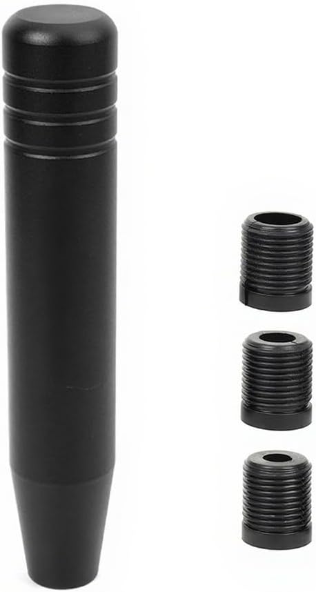 muge racing Universal Shift Knob with M8/M10/M12 x 1.25 Adapters, Heavy Duty Gear Shifter Handle for Most Vehicles, Easy Installation, Aluminum Alloy Non-Slip Grip, 7.09 Inch, Black