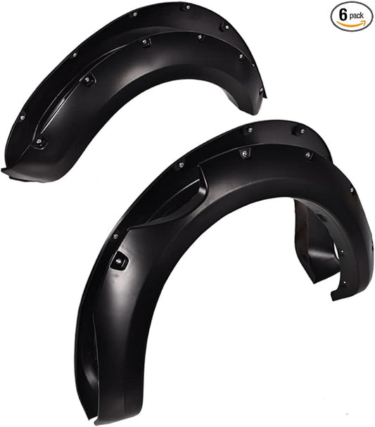 CHEDA Fender Flares, Compatible with 2011-2018 Ford Ranger T6 XL XLT Pocket Style Smooth Matte Black Paintable Polypropylene Fender Cover Protector Wheel Flares 6Pcs Set