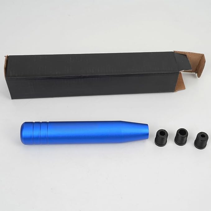 muge racing Universal Shift Knob with M8/M10/M12 x 1.25 Adapters, Heavy Duty Gear Shifter Handle for Most Vehicles, Easy Installation, Aluminum Alloy Non-Slip Grip, 7.09 Inch, Blue