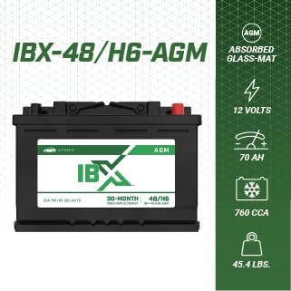 Interstate Batteries IBX Automotive Battery 12V 70Ah (Group Size H6, 48) 760CCA SLI AGM Auto Replacement Battery for Cars, SUVs, Sedans, Trucks (IBX-48/H6-AGM)