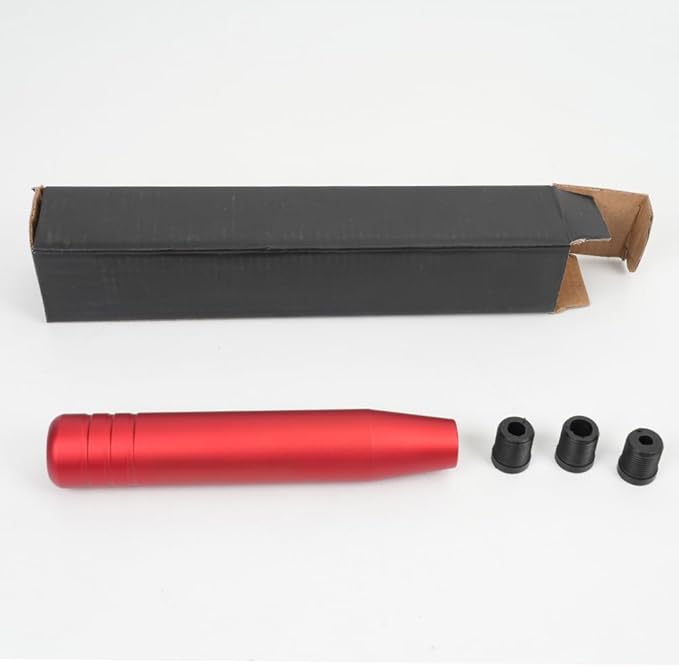 muge racing Universal Shift Knob with M8/M10/M12 x 1.25 Adapters, Heavy Duty Gear Shifter Handle for Most Vehicles, Easy Installation, Aluminum Alloy Non-Slip Grip, 7.09 Inch, Red