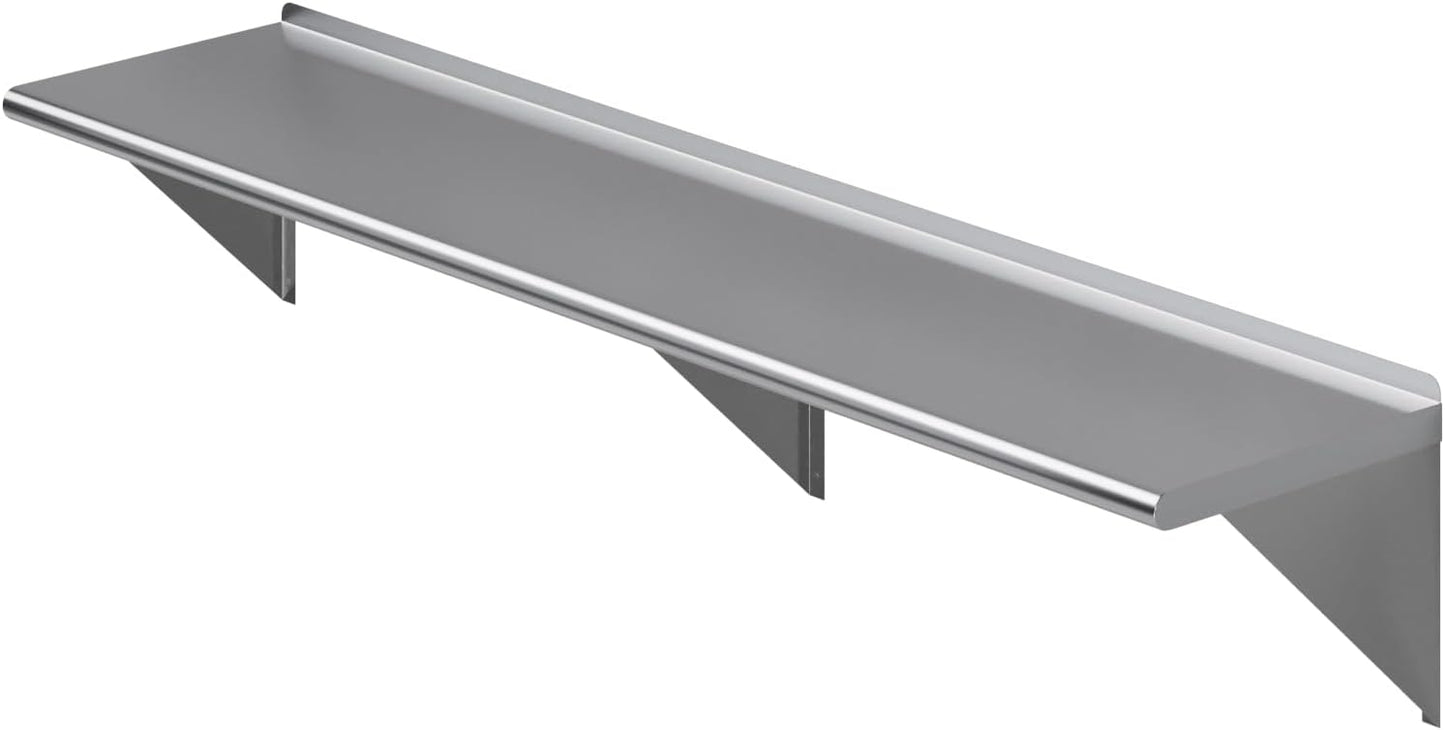 AmGood 72" Long X 16" Deep Stainless Steel Wall Shelf | NSF Certified | Appliance & Equipment Metal Shelving | Kitchen, Restaurant, Garage, Laundry, Utility Room