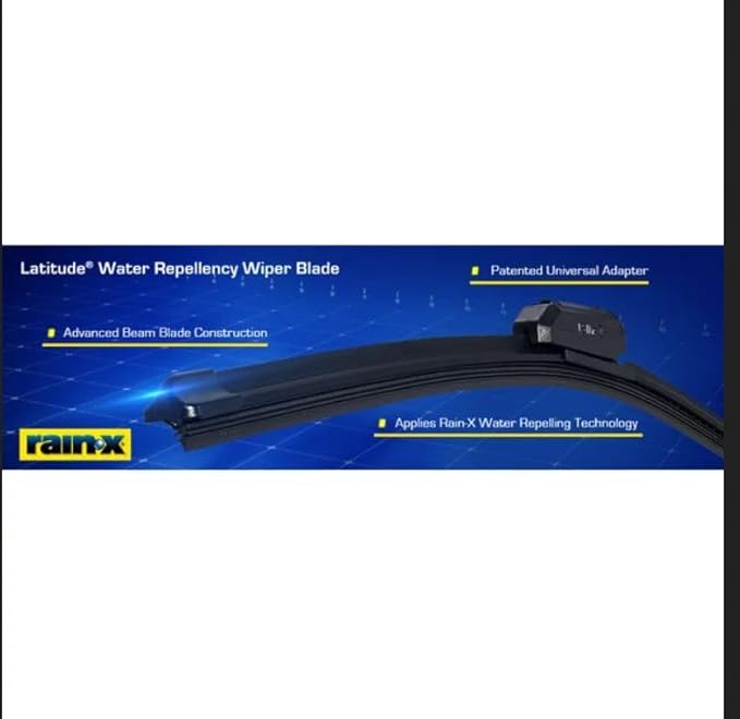 Rain-X 5079282-2 Latitude 2-In-1 Water Repellent Wiper Blades, 28 Inch Windshield Wipers (Pack Of 1), Automotive Replacement Windshield Wiper Blades With Patented Repellency Formula