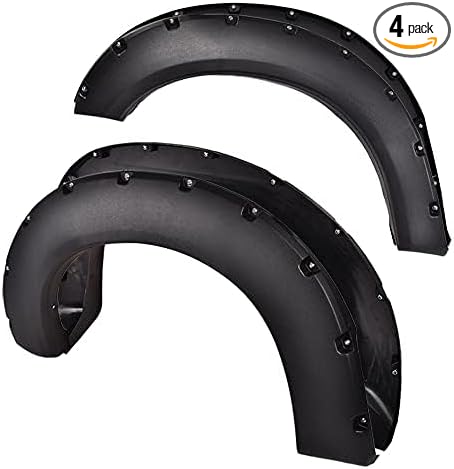 PIT66 Fender Flares, Compatible with Ford F250 F350 Super Duty 2011-2016(NOT for Dually Models), Rugged Textured Black Pocket Riveted Style Wheel Flares 4 PCS