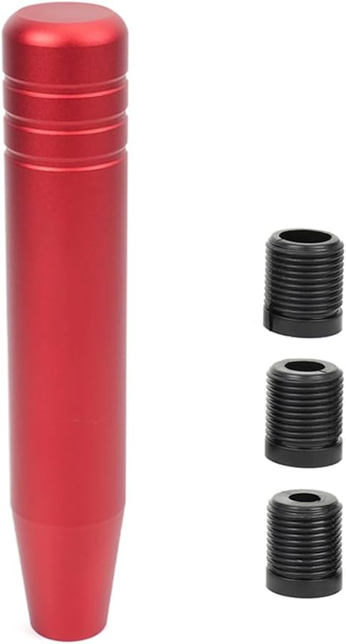 muge racing Universal Shift Knob with M8/M10/M12 x 1.25 Adapters, Heavy Duty Gear Shifter Handle for Most Vehicles, Easy Installation, Aluminum Alloy Non-Slip Grip, 7.09 Inch, Red
