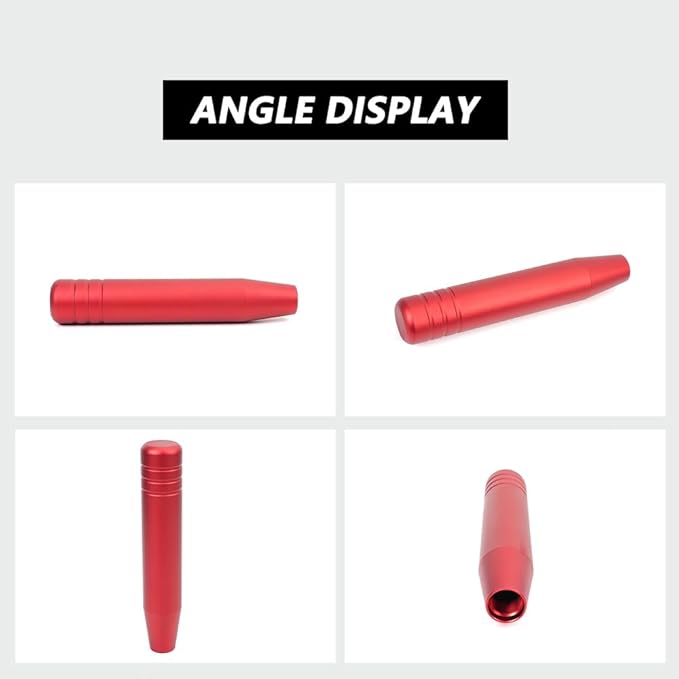 muge racing Universal Shift Knob with M8/M10/M12 x 1.25 Adapters, Heavy Duty Gear Shifter Handle for Most Vehicles, Easy Installation, Aluminum Alloy Non-Slip Grip, 7.09 Inch, Red
