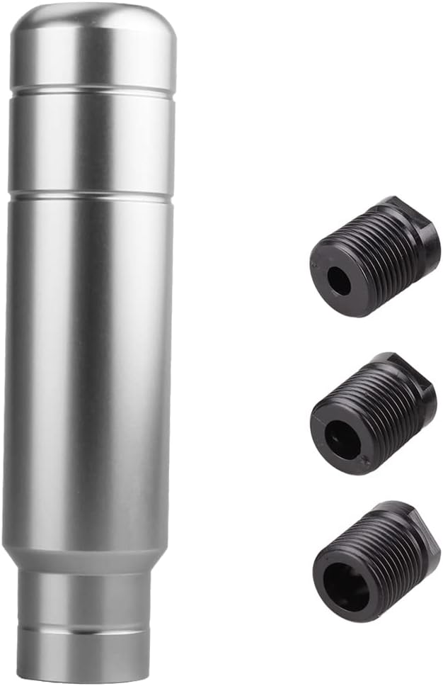 BARTOO Aluminum Weighted Manual Shift knobs, Long Stick Shift Knob Gear Shifter Knobs, Car Accessories Lever Cover Head Universal Shifter Knobs with 3 Threaded Adapters (Titanium Color)