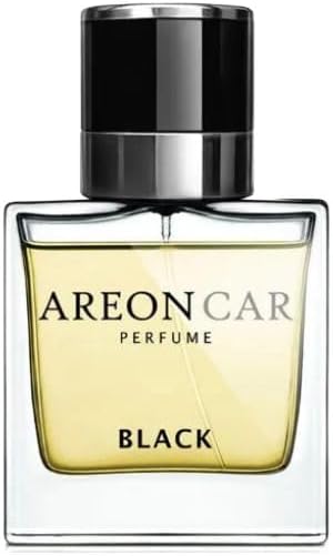 AREON Car Perfume 1.7 Fl Oz. (50ml) Glass Bottle Cologne Air Freshener for Cars, BLACK