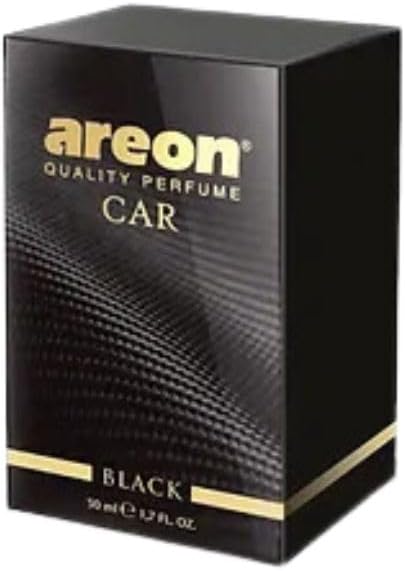 AREON Car Perfume 1.7 Fl Oz. (50ml) Glass Bottle Cologne Air Freshener for Cars, BLACK