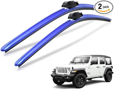 Clix Wipers - Jeep Wrangler & Gladiator (16"/16") Blue Windshield Wiper Blades (All Wrangler & Gladiator Models), All-Weather Replacement Wipers-Set of 2, Includes Quick Connect Clips (1997-2025)