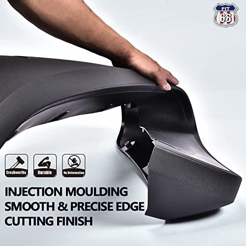 PIT66 Fender Flares Compatible with 2009-2014 Ford F150 Styleside with 67.0"/78.8"/97.4"Bed Length Only(NOT For Platinum and Raptor models), Wheel Flares Paintable Riveted Smooth Matte Pocket Style