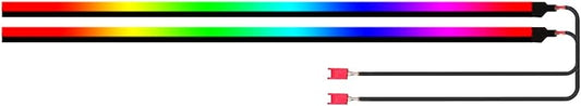 Dreamcolor Acrylic Interior Car Lights, 2 Piece 29.5inch/75cm 128 Colorful Car LED Strip Light RGB Fiber Optic Rainbow Ambient Lighting bar, Universal Decoration Dynamic Atmosphere Neon Lights