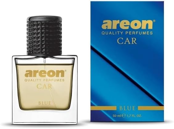 AREON Car Perfume 1.7 Fl Oz. (50ml) Glass Bottle Cologne Air Freshener for Cars, Blue