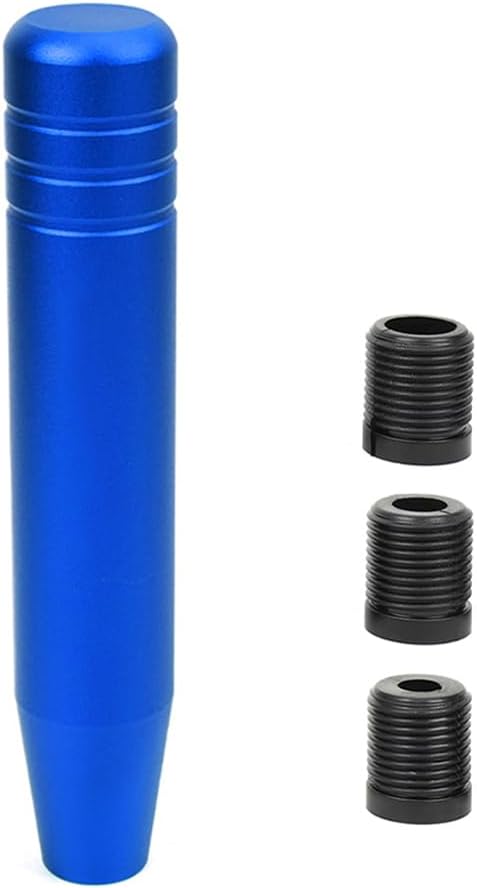 muge racing Universal Shift Knob with M8/M10/M12 x 1.25 Adapters, Heavy Duty Gear Shifter Handle for Most Vehicles, Easy Installation, Aluminum Alloy Non-Slip Grip, 7.09 Inch, Blue