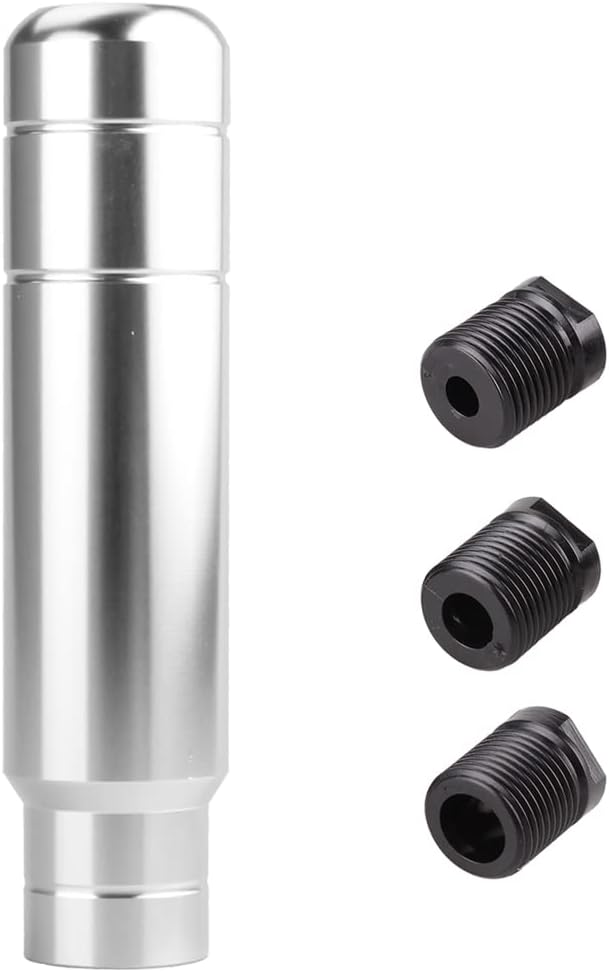 BARTOO Aluminum Weighted Manual Shift knobs, Long Stick Shift Knob Gear Shifter Knobs, Car Accessories Lever Cover Head Universal Shifter Knobs with 3 Threaded Adapters (Silver)