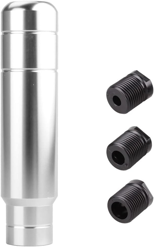 BARTOO Aluminum Weighted Manual Shift knobs, Long Stick Shift Knob Gear Shifter Knobs, Car Accessories Lever Cover Head Universal Shifter Knobs with 3 Threaded Adapters (Silver)